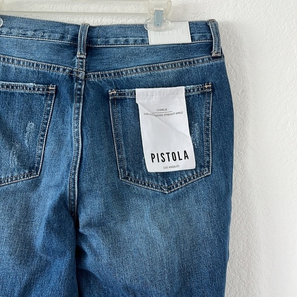 Pistola Charlie High Rise Classic Straight Ankle in Aurora Distressed - Picture 6 of 13